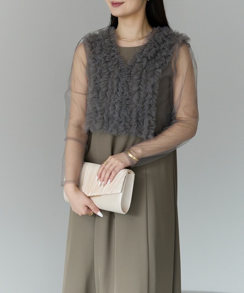 PREFERIR(プレフェリール)の「結婚式・パーティー・チュールボレロ付2点セットドレス(S,M,L,XL)(ドレス・レディース・ブラック/モカ・MEDIUM/LARGE/X-LARGE)」の1枚目の写真