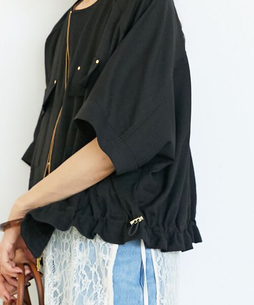 le.coeur blanc（ルクールブラン）の「《シワになりにくく速乾性》ドビークロスドロストブルゾン（ブルゾン・レディース・ブラック/キャメル・38）」の15枚目の写真