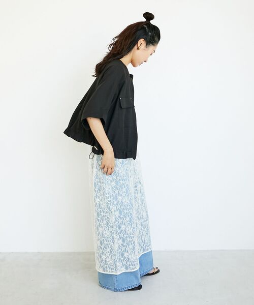 le.coeur blanc（ルクールブラン）の「《シワになりにくく速乾性》ドビークロスドロストブルゾン（ブルゾン・レディース・ブラック/キャメル・38）」の18枚目の写真