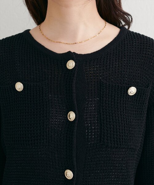 natural couture(ナチュラルクチュール)の「【WEB限定】ポケ付き金釦ワッフル編みカーディガン(カーディガン/ボレロ・レディース・ブラウン/ボルドー/ブラック/ブルー/オフホワイト・FREE)」の19枚目の写真