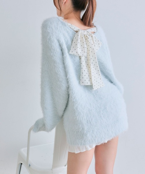 OLIVE des OLIVE（オリーブデオリーブ）の「【7wayで着れる】melty ribbon knit onepiece（ワンピース・レディース・サックスブルー/オフホワイト/チャコールグレー/ピンク/ブラック・FREE）」の13枚目の写真