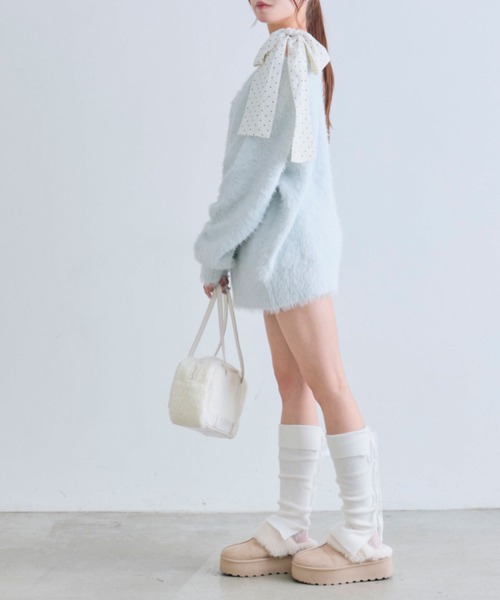 OLIVE des OLIVE（オリーブデオリーブ）の「【7wayで着れる】melty ribbon knit onepiece（ワンピース・レディース・サックスブルー/オフホワイト/チャコールグレー/ピンク/ブラック・FREE）」の21枚目の写真