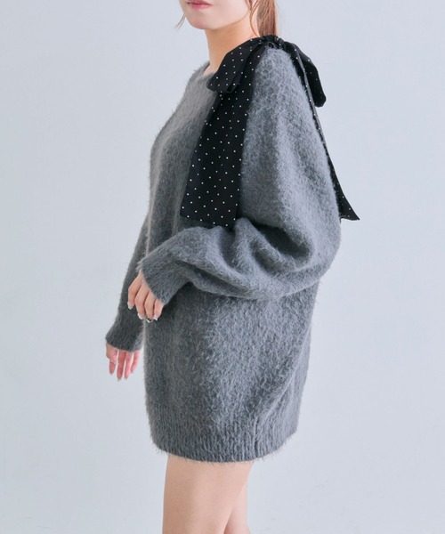 OLIVE des OLIVE（オリーブデオリーブ）の「【7wayで着れる】melty ribbon knit onepiece（ワンピース・レディース・サックスブルー/オフホワイト/チャコールグレー/ピンク/ブラック・FREE）」の8枚目の写真