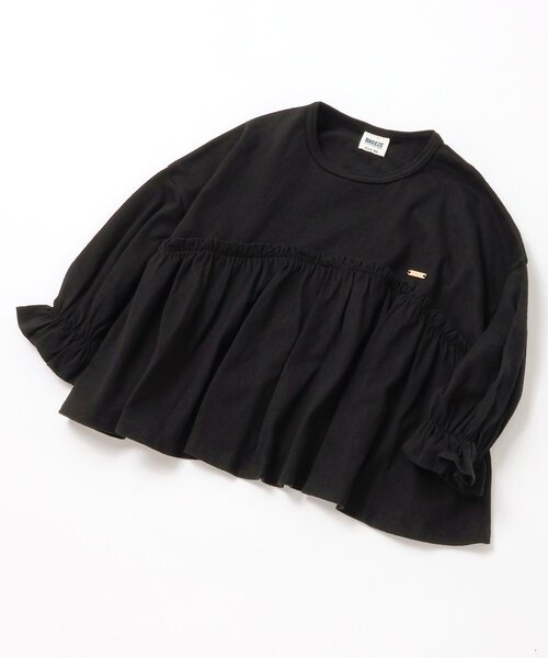 BREEZE（ブリーズ）の「【ジュニア対応】ペプラムロンT（Tシャツ/カットソー・キッズ・オレンジ/イエロー/キナリ/パープル/ピンク/ブラック・80/90/120/130/110/140/100）」の3枚目の写真