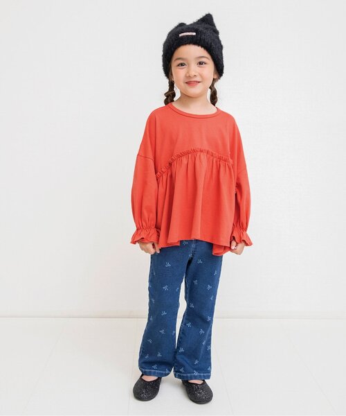 BREEZE（ブリーズ）の「【ジュニア対応】ペプラムロンT（Tシャツ/カットソー・キッズ・オレンジ/イエロー/キナリ/パープル/ピンク/ブラック・80/90/120/130/110/140/100）」の18枚目の写真