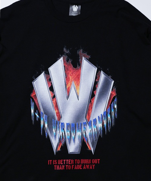 [W] by VIRGOwearworks（ダブリューバイヴァルゴウェアーワークス）の「Metal logo flames（Tシャツ/カットソー・メンズ・ホワイト/ブラック・MEDIUM/LARGE/X-LARGE/XX-LARGE）」の9枚目の写真