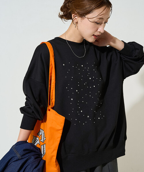 FREAK'S STORE(フリークスストア)の「限定展開 キラキラ ホットフィット 裏毛 スウェット(スウェット・レディース・グレー/オフホワイト/ブラック・フリ-)」の2枚目の写真