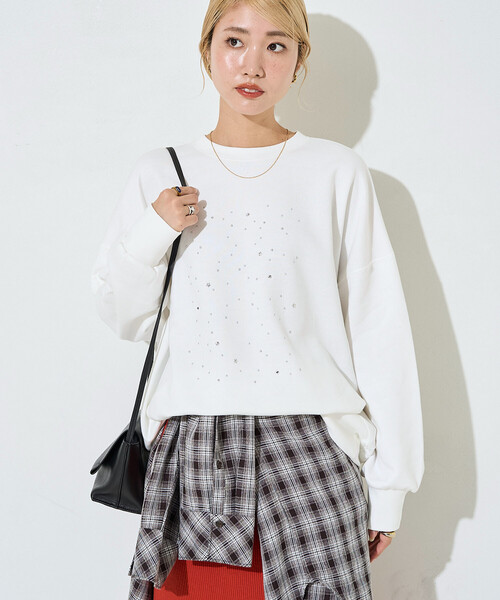 FREAK'S STORE(フリークスストア)の「限定展開 キラキラ ホットフィット 裏毛 スウェット(スウェット・レディース・グレー/オフホワイト/ブラック・フリ-)」の7枚目の写真