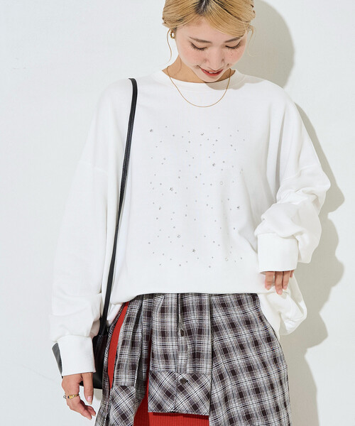 FREAK'S STORE(フリークスストア)の「限定展開 キラキラ ホットフィット 裏毛 スウェット(スウェット・レディース・グレー/オフホワイト/ブラック・フリ-)」の8枚目の写真
