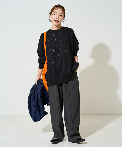 FREAK'S STORE(フリークスストア)の「限定展開 キラキラ ホットフィット 裏毛 スウェット(スウェット・レディース・グレー/オフホワイト/ブラック・フリ-)」の11枚目の写真