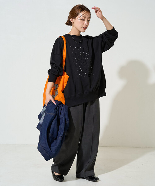 FREAK'S STORE(フリークスストア)の「限定展開 キラキラ ホットフィット 裏毛 スウェット(スウェット・レディース・グレー/オフホワイト/ブラック・フリ-)」の12枚目の写真