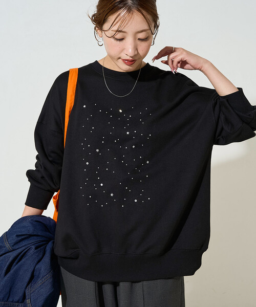 FREAK'S STORE(フリークスストア)の「限定展開 キラキラ ホットフィット 裏毛 スウェット(スウェット・レディース・グレー/オフホワイト/ブラック・フリ-)」の15枚目の写真