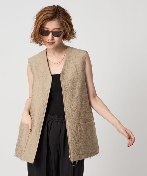 美品　＜conte＞ジャカード パッチポケットベスト conte（コンテ）の「＜conte＞ジャカード パッチポケットベスト