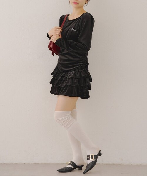 Another Branch olive des olive(アナザーブランチオリーブデオリーブ)の「【めい@may_81oセレクト】ベロア裾フリルミニワンピース(ワンピース・レディース・ブラウン/ブラック・FREE)」の11枚目の写真