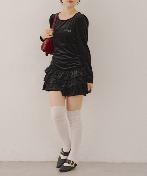 Another Branch olive des olive(アナザーブランチオリーブデオリーブ)の「【めい@may_81oセレクト】ベロア裾フリルミニワンピース(ワンピース・レディース・ブラウン/ブラック・FREE)」の12枚目の写真