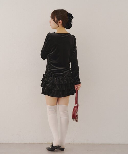 Another Branch olive des olive(アナザーブランチオリーブデオリーブ)の「【めい@may_81oセレクト】ベロア裾フリルミニワンピース(ワンピース・レディース・ブラウン/ブラック・FREE)」の14枚目の写真