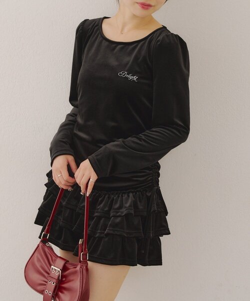 Another Branch olive des olive(アナザーブランチオリーブデオリーブ)の「【めい@may_81oセレクト】ベロア裾フリルミニワンピース(ワンピース・レディース・ブラウン/ブラック・FREE)」の16枚目の写真