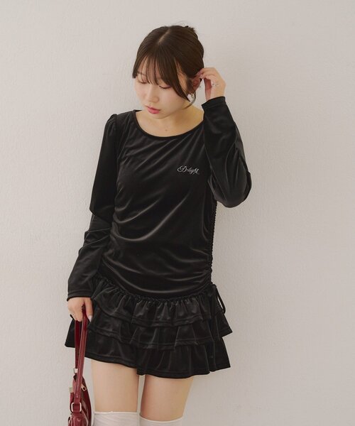 Another Branch olive des olive(アナザーブランチオリーブデオリーブ)の「【めい@may_81oセレクト】ベロア裾フリルミニワンピース(ワンピース・レディース・ブラウン/ブラック・FREE)」の17枚目の写真