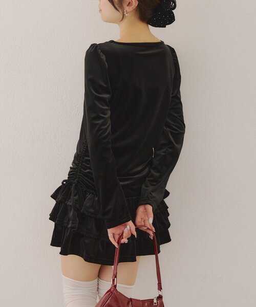 Another Branch olive des olive(アナザーブランチオリーブデオリーブ)の「【めい@may_81oセレクト】ベロア裾フリルミニワンピース(ワンピース・レディース・ブラウン/ブラック・FREE)」の19枚目の写真