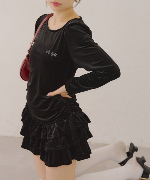 Another Branch olive des olive(アナザーブランチオリーブデオリーブ)の「【めい@may_81oセレクト】ベロア裾フリルミニワンピース(ワンピース・レディース・ブラウン/ブラック・FREE)」の21枚目の写真