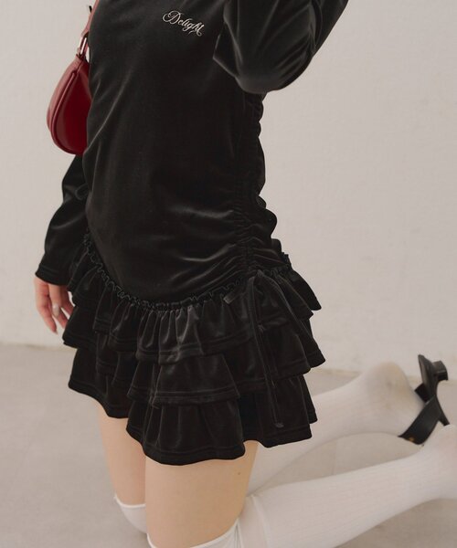 Another Branch olive des olive(アナザーブランチオリーブデオリーブ)の「【めい@may_81oセレクト】ベロア裾フリルミニワンピース(ワンピース・レディース・ブラウン/ブラック・FREE)」の22枚目の写真