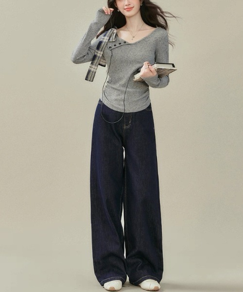 gossip!ロサンゼルス(ゴシップロサンゼルス)の「リボンアクセント ワンショルダーニットトップス(Tシャツ/カットソー・レディース・グレー/ライトグレー・M)」の21枚目の写真
