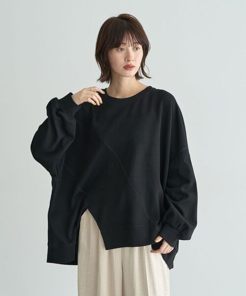 Editt by YECCA VECCA（エディットバイイェッカヴェッカ）の「アシメデザインプルオーバー（スウェット・レディース・ブラック/ブラウン/グレー・FREE）」の9枚目の写真