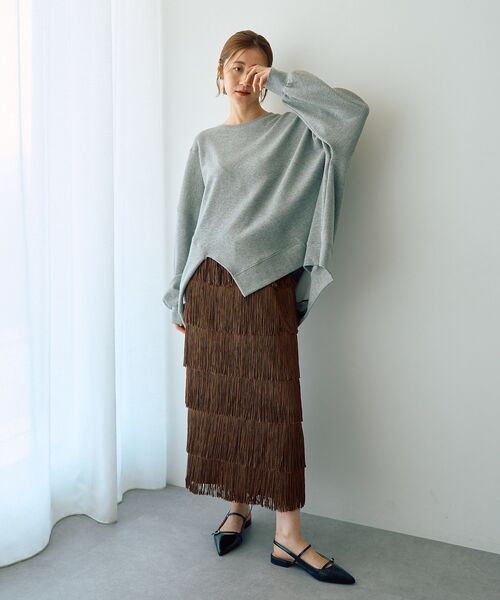 Editt by YECCA VECCA（エディットバイイェッカヴェッカ）の「アシメデザインプルオーバー（スウェット・レディース・ブラック/ブラウン/グレー・FREE）」の8枚目の写真