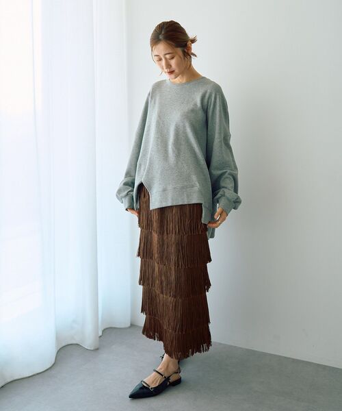 Editt by YECCA VECCA（エディットバイイェッカヴェッカ）の「アシメデザインプルオーバー（スウェット・レディース・ブラック/ブラウン/グレー・FREE）」の9枚目の写真