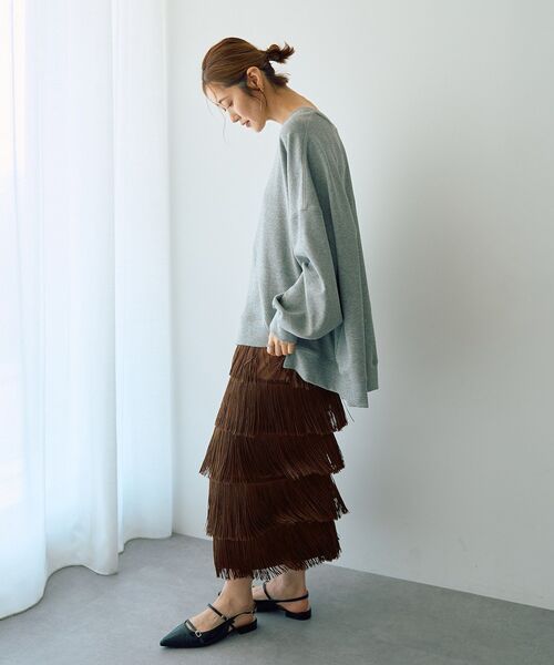 Editt by YECCA VECCA（エディットバイイェッカヴェッカ）の「アシメデザインプルオーバー（スウェット・レディース・ブラック/ブラウン/グレー・FREE）」の10枚目の写真