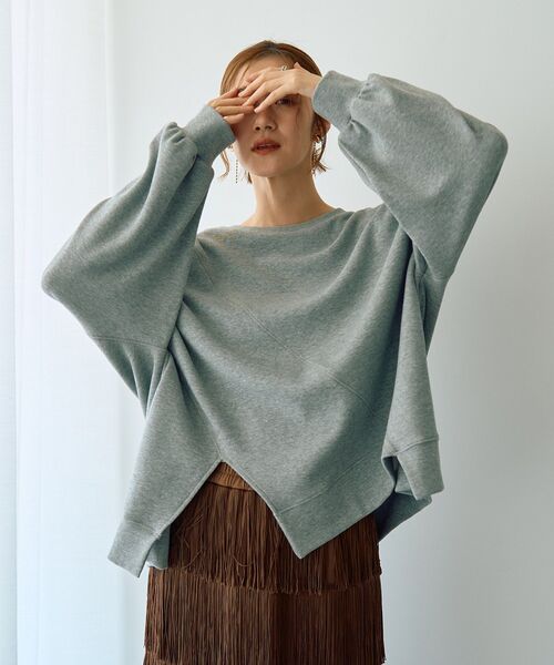 Editt by YECCA VECCA（エディットバイイェッカヴェッカ）の「アシメデザインプルオーバー（スウェット・レディース・ブラック/ブラウン/グレー・FREE）」の6枚目の写真