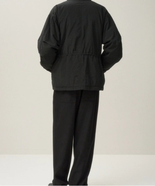 ATON ブラック スラックス ATON (エイトン) BACK SATIN | STANDARD PANTS（スラックス