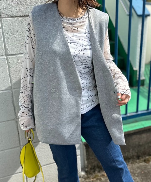 mi via loca（ミヴィアロカ）の「ダンボールBACKフリルベスト（ベスト・レディース・グレー/グレー系その他/ブラック・FREE）」の8枚目の写真