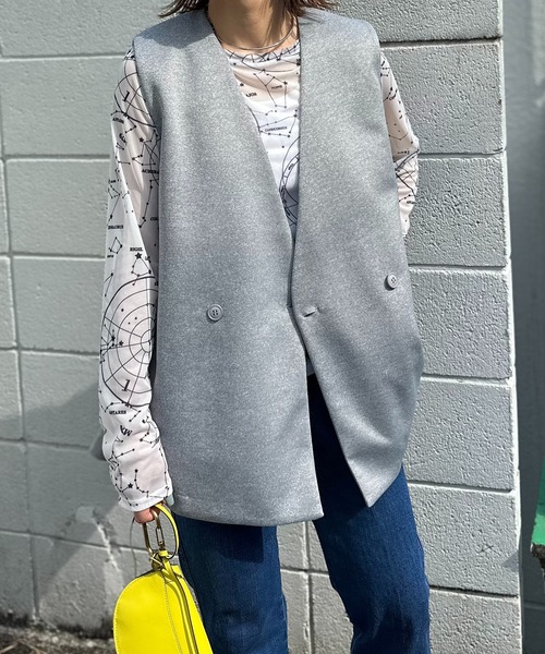 mi via loca（ミヴィアロカ）の「ダンボールBACKフリルベスト（ベスト・レディース・グレー/グレー系その他/ブラック・FREE）」の9枚目の写真