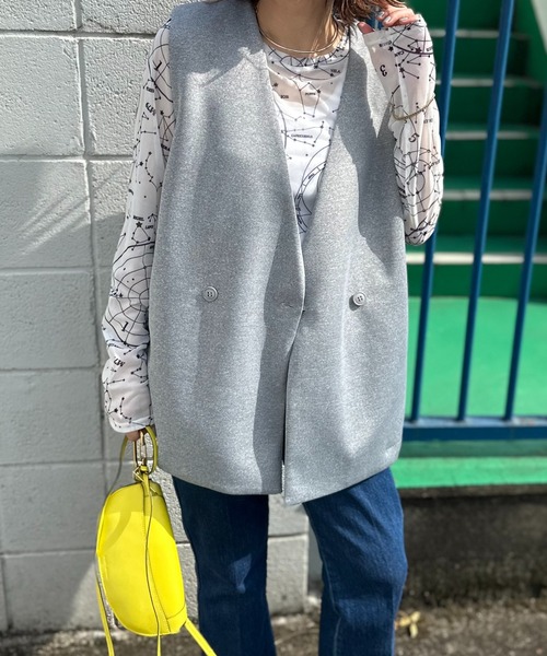 mi via loca（ミヴィアロカ）の「ダンボールBACKフリルベスト（ベスト・レディース・グレー/グレー系その他/ブラック・FREE）」の11枚目の写真