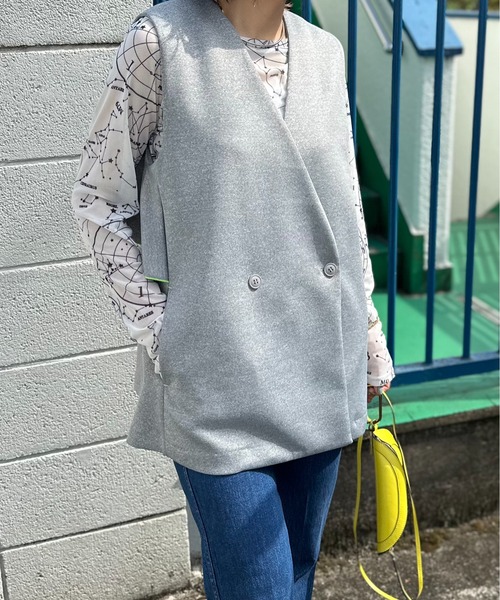 mi via loca（ミヴィアロカ）の「ダンボールBACKフリルベスト（ベスト・レディース・グレー/グレー系その他/ブラック・FREE）」の14枚目の写真