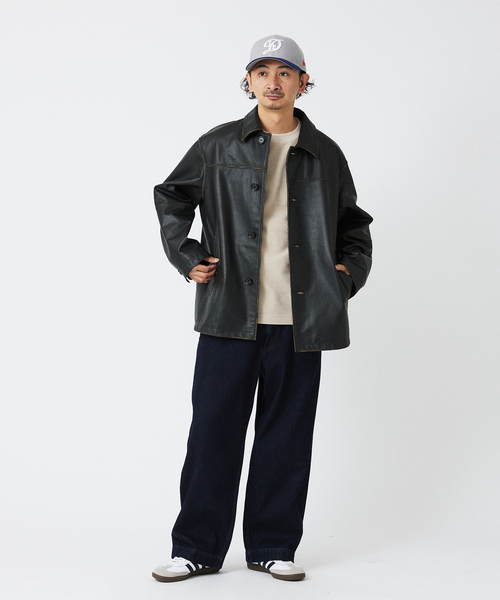 SKOOKUM(スクーカム)の「SKOOKUM / スクーカム 別注 バッファローレザー カバーオール(ライダースジャケット・メンズ・ブラック・MEDIUM/LARGE)」の8枚目の写真