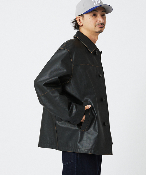 SKOOKUM(スクーカム)の「SKOOKUM / スクーカム 別注 バッファローレザー カバーオール(ライダースジャケット・メンズ・ブラック・MEDIUM/LARGE)」の21枚目の写真