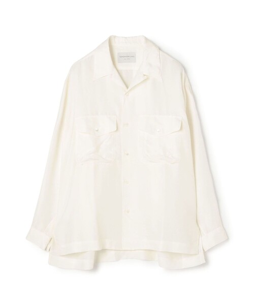 セール】シルク オープンカラー ダブルポケット ロングスリーブシャツ