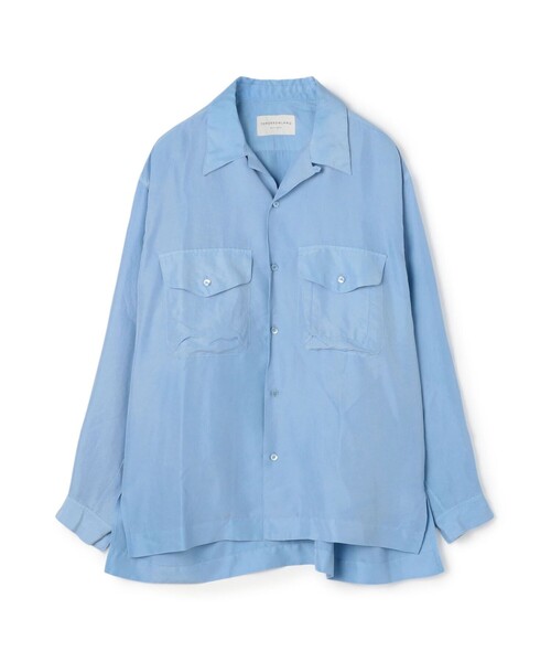 セール】シルク オープンカラー ダブルポケット ロングスリーブシャツ