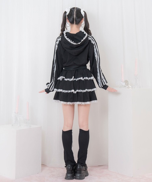Honey Cinnamon(ハニーシナモン)の「レースフリルパーカーセットアップ(セットアップ・レディース・ブラック/ピンク・FREE)」の11枚目の写真