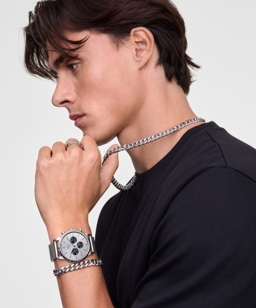 Daniel Wellington(ダニエルウェリントン)の「Ellipse Cuban Chain Necklace 550MM ゴールド/シルバー/グレー(ネックレス・メンズ・イエローゴールド/シルバー/グレー・ONESIZE)」の12枚目の写真