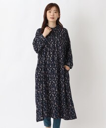 花柄プリント 8分袖ワンピース