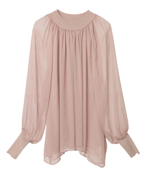 Tiara | ニットリブトリミングシアーブラウス(シャツ/ブラウス)