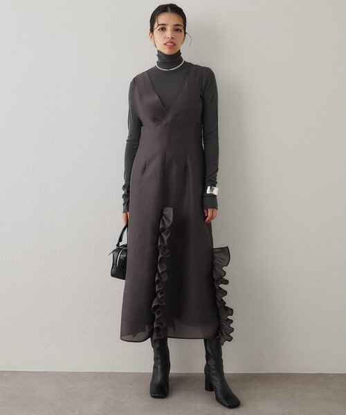 2164Z 美品 ウィムガゼット ロングニットワンピース 綿 カシミア 黒 2164Z 美品 ウィムガゼット ロングニットワンピース 綿 カシミア