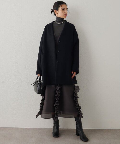 Whim Gazette（ウィムガゼット）の「フリルオーガンジーワンピース（ワンピース・レディース・チャコールグレー・FREE）」の14枚目の写真