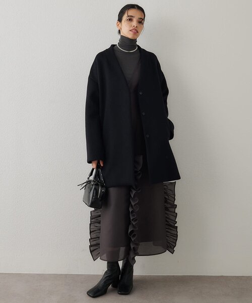 Whim Gazette（ウィムガゼット）の「フリルオーガンジーワンピース（ワンピース・レディース・チャコールグレー・FREE）」の15枚目の写真