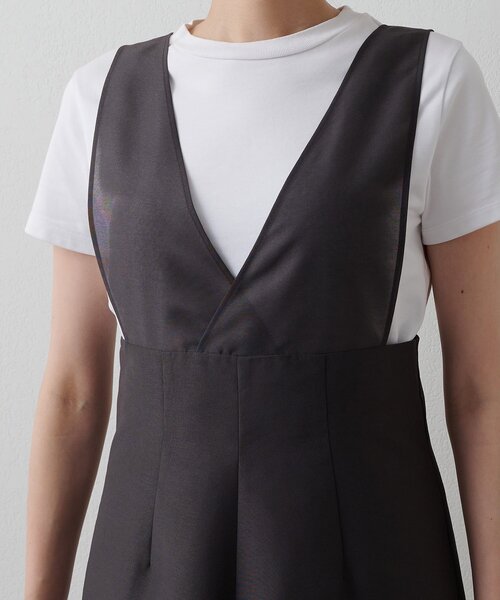 Whim Gazette（ウィムガゼット）の「フリルオーガンジーワンピース（ワンピース・レディース・チャコールグレー・FREE）」の7枚目の写真