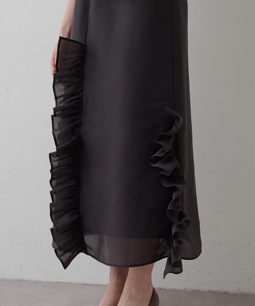 Whim Gazette（ウィムガゼット）の「フリルオーガンジーワンピース（ワンピース・レディース・チャコールグレー・FREE）」の9枚目の写真