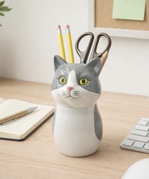 MAZEMAZE（マゼマゼ）の「キャットセラミック　フラワーポット（L)（フラワーベース）」